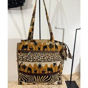JADE Canvas Safari Tote Animal Print Leopard Zebra Boho Bag